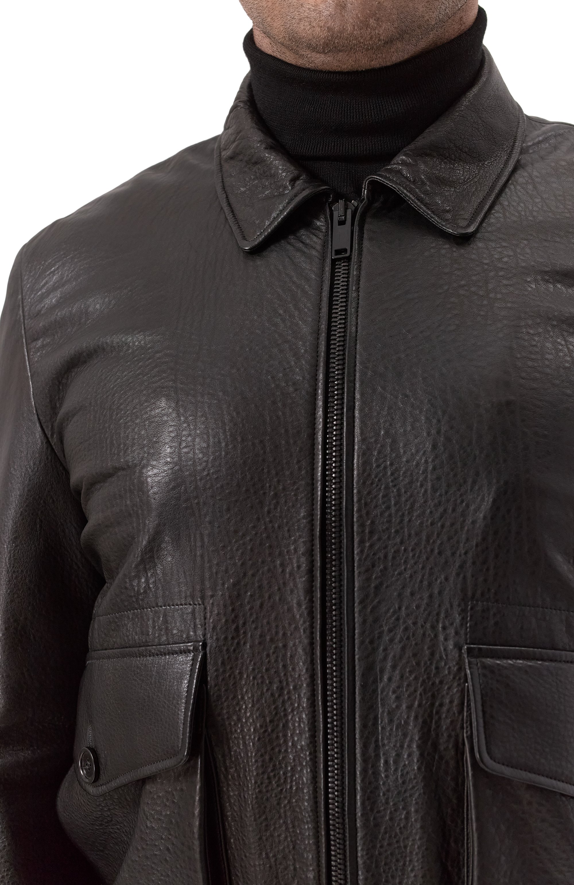 Кожаный бомбер MVST, арт. ZECK-ES4255-1 BS/Z2268-1, фото 5