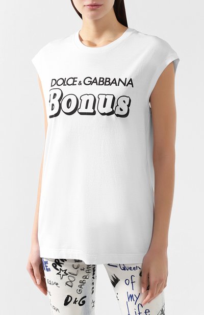 Хлопковая футболка DOLCE & GABBANA белого цвета по цене 40950 руб., арт. F8K73Z/HH7ME, фото 3 Хлопковая футболка DOLCE & GABBANA, арт. F8K73Z/HH7ME, фото 3