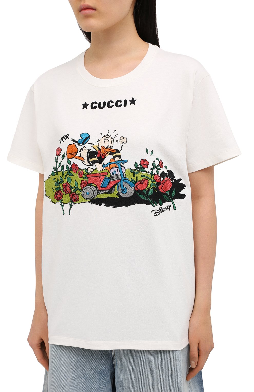 Хлопковая футболка GUCCI белого цвета по цене 79200 руб., арт. 615044/XJDBI, фото 3 Хлопковая футболка GUCCI, арт. 615044/XJDBI, фото 3