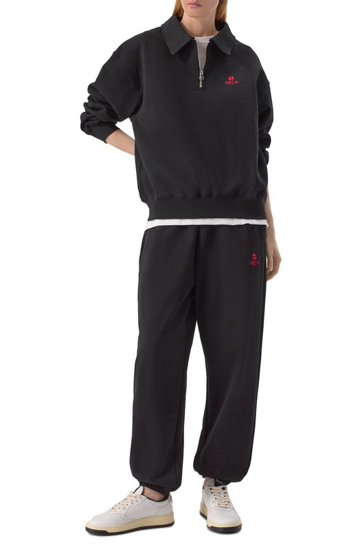 Хлопковый свитшот AECA WHITE AWCMFWBDTSSSO002C0.BLACK (S) Чёрный  AWCMFWBDTSSSO002C0.BLACK (S) Фото 2