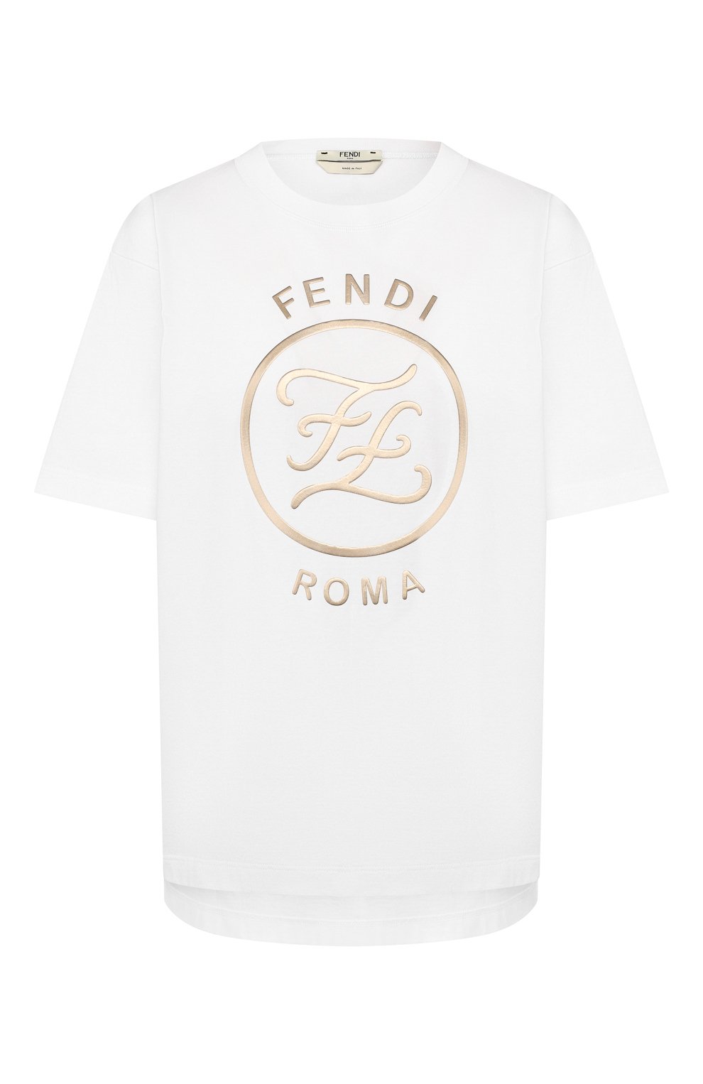 Хлопковая футболка FENDI белого цвета по цене 29550 руб., арт. FAF073 AA4G, фото 1 Хлопковая футболка FENDI, арт. FAF073 AA4G, фото 1