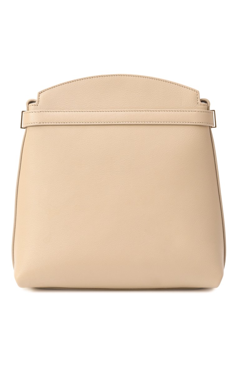Женская сумка hug messenger FERRAGAMO светло-бежевого цвета, арт. 219912/780663 | Фото 6 (Ремень/цепочка: На ремешке; Материал: Натуральная кожа; Размер: small)