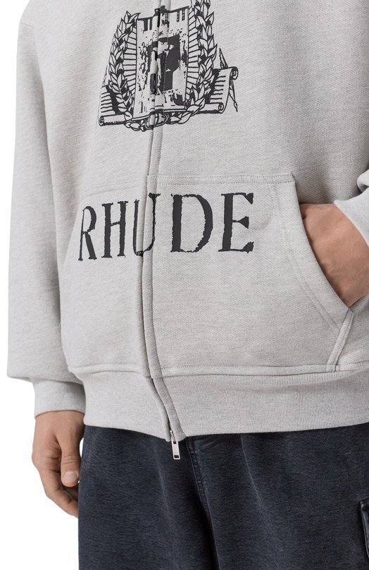 Хлопковая толстовка Rhude RHFW25H002829 Серый  RHFW25H002829 Фото 5