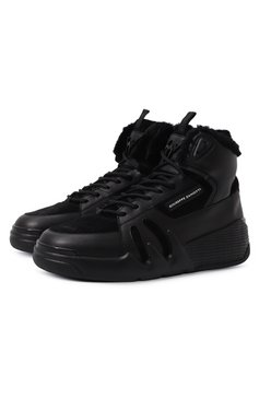 Женские кожаные кеды talon GIUSEPPE ZANOTTI DESIGN черного цвета, арт. RW20056 | Фото 1 (Подошва: Платформа; Материал утеплителя: Натуральный мех; Материал сплава: Проставлено; Драгоценные камни: Проставлено; Стили: Кэжуэл)