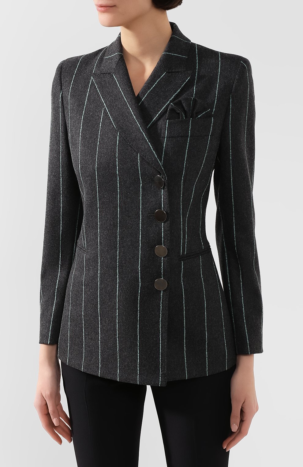 Шерстяной жакет GIORGIO ARMANI голубого цвета по цене 268000 руб., арт. 9WHGG09A/T016P, фото 3 Шерстяной жакет GIORGIO ARMANI, арт. 9WHGG09A/T016P, фото 3