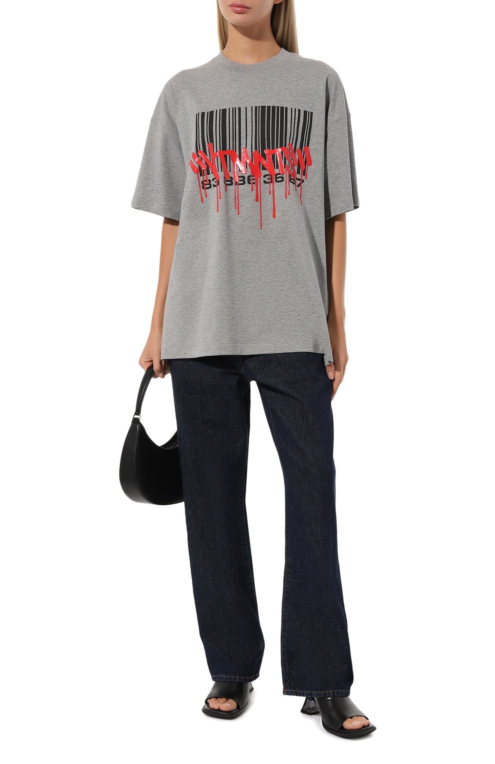 Хлопковая футболка VTMNTS серого цвета по цене 38700 руб., арт. VL18TR400G, фото 2 Хлопковая футболка VTMNTS, арт. VL18TR400G, фото 2