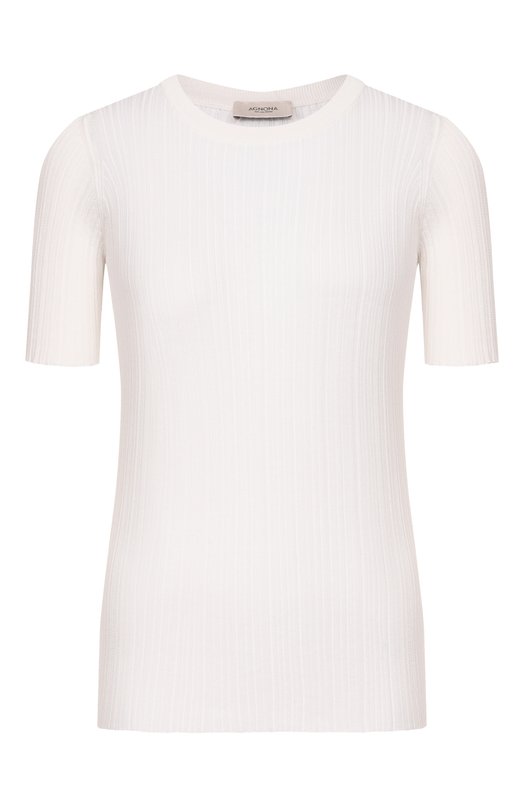 Пуловер из хлопка и шелка Agnona KT09015E/7Q180PE Белый KT09015E/7Q180PE