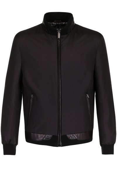 Мужской шелковый бомбер на молнии с отделкой из кожи крокодила ZILLI, арт. A1B0ND-30036/000I