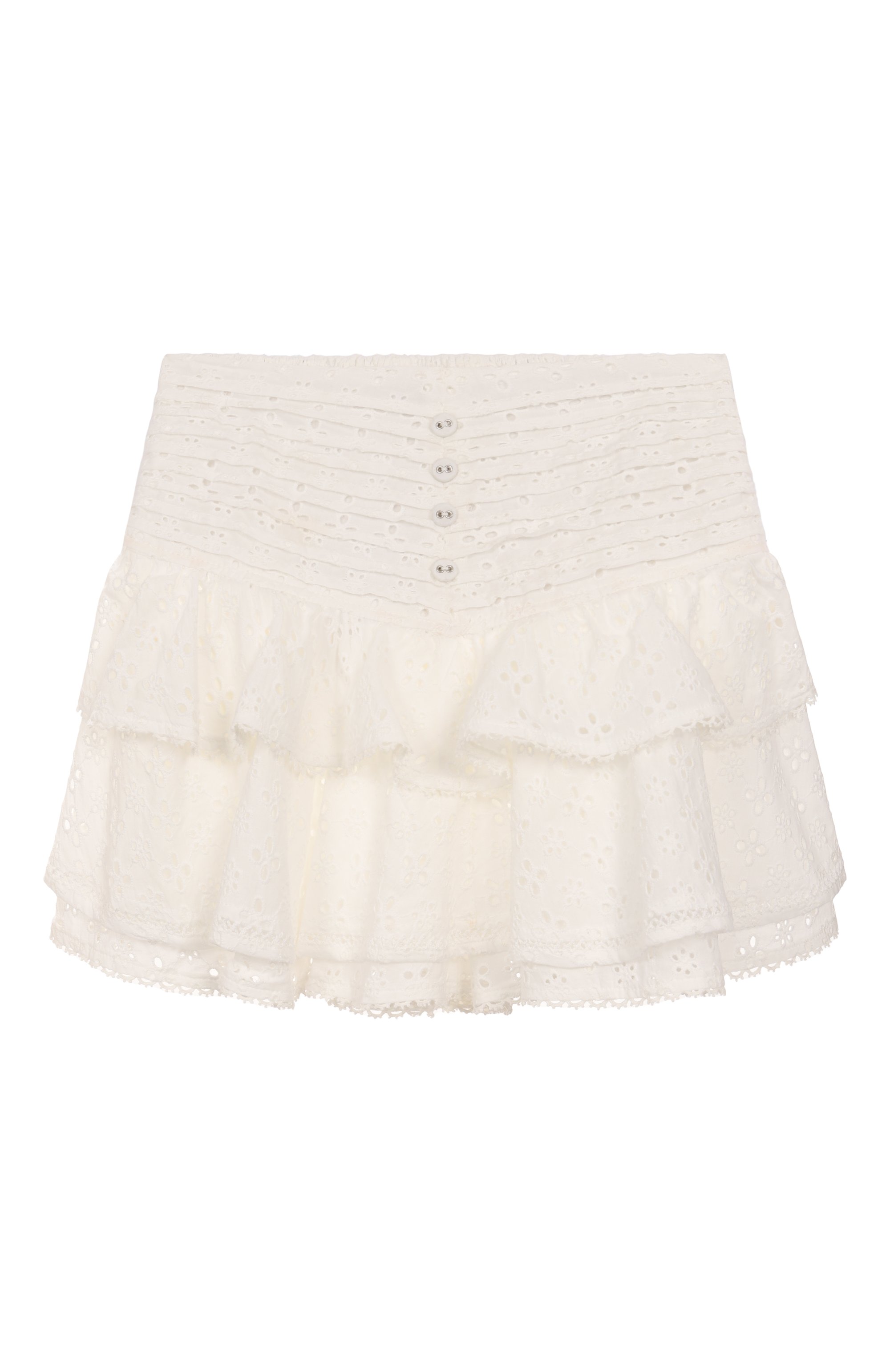 Хлопковая юбка POUPETTE ST BARTH молочного цвета по цене 20950 руб., арт. K4ZR25U0WIN, фото 1 Хлопковая юбка POUPETTE ST BARTH, арт. K4ZR25U0WIN, фото 1