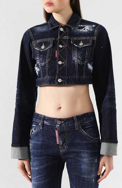 Джинсовая куртка DSQUARED2 синего цвета по цене 45050 руб., арт. S72AM0835/S30664, фото 3 Джинсовая куртка DSQUARED2, арт. S72AM0835/S30664, фото 3