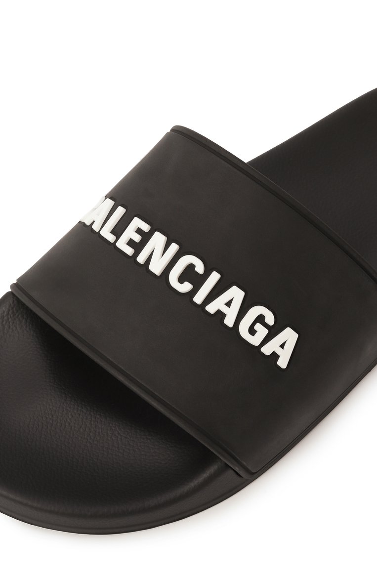 Мужские шлепанцы pool BALENCIAGA черного цвета, арт. 565826/W1S80/1006/1006 | Фото 7 (Нос: Не проставлено; Материал внутренний: Текстиль; Материал внешний: Резина)