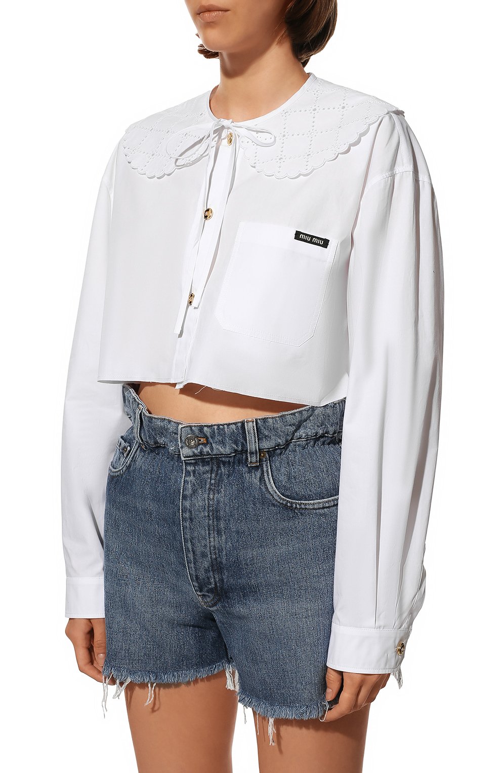 Хлопковая блузка MIU MIU, арт. MK1609-10ME-F0009, фото 3