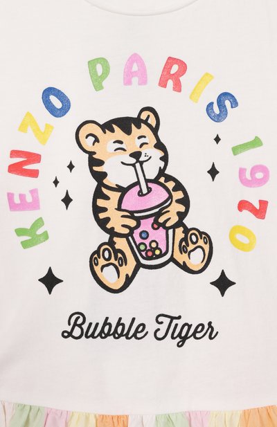 Хлопковое платье KENZO кремового цвета по цене 19700 руб., арт. K61819, фото 3 Хлопковое платье KENZO, арт. K61819, фото 3