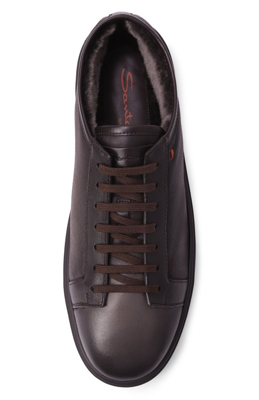 Кожаные кеды Cleanic Santoni MBCG21533NEAPECE Коричневый  MBCG21533NEAPECE Фото 6