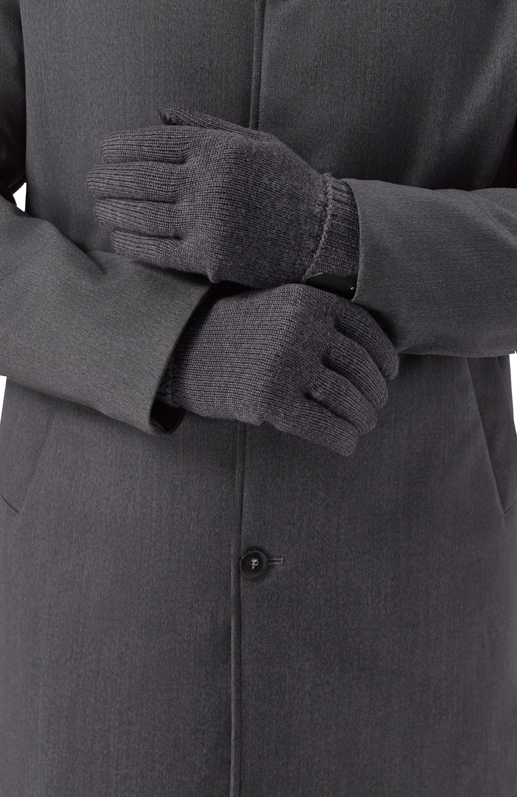 Комбинированные перчатки CANALI темно-серого цвета по цене 49850 руб., арт. GUA01/ZC00049, фото 2 Комбинированные перчатки CANALI, арт. GUA01/ZC00049, фото 2