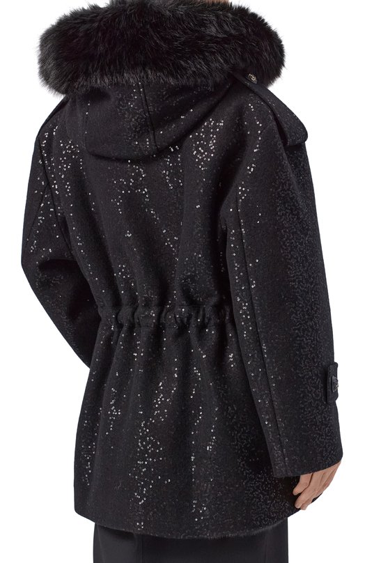 Парка с отделкой пайетками Elie Saab J0200NF25/PA012 Чёрный  J0200NF25/PA012 Фото 4