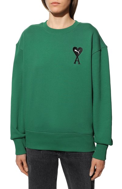 Хлопковый свитшот puma x ami PUMA зеленого цвета по цене 18400 руб., арт. 53411196, фото 3 Хлопковый свитшот puma x ami PUMA, арт. 53411196, фото 3