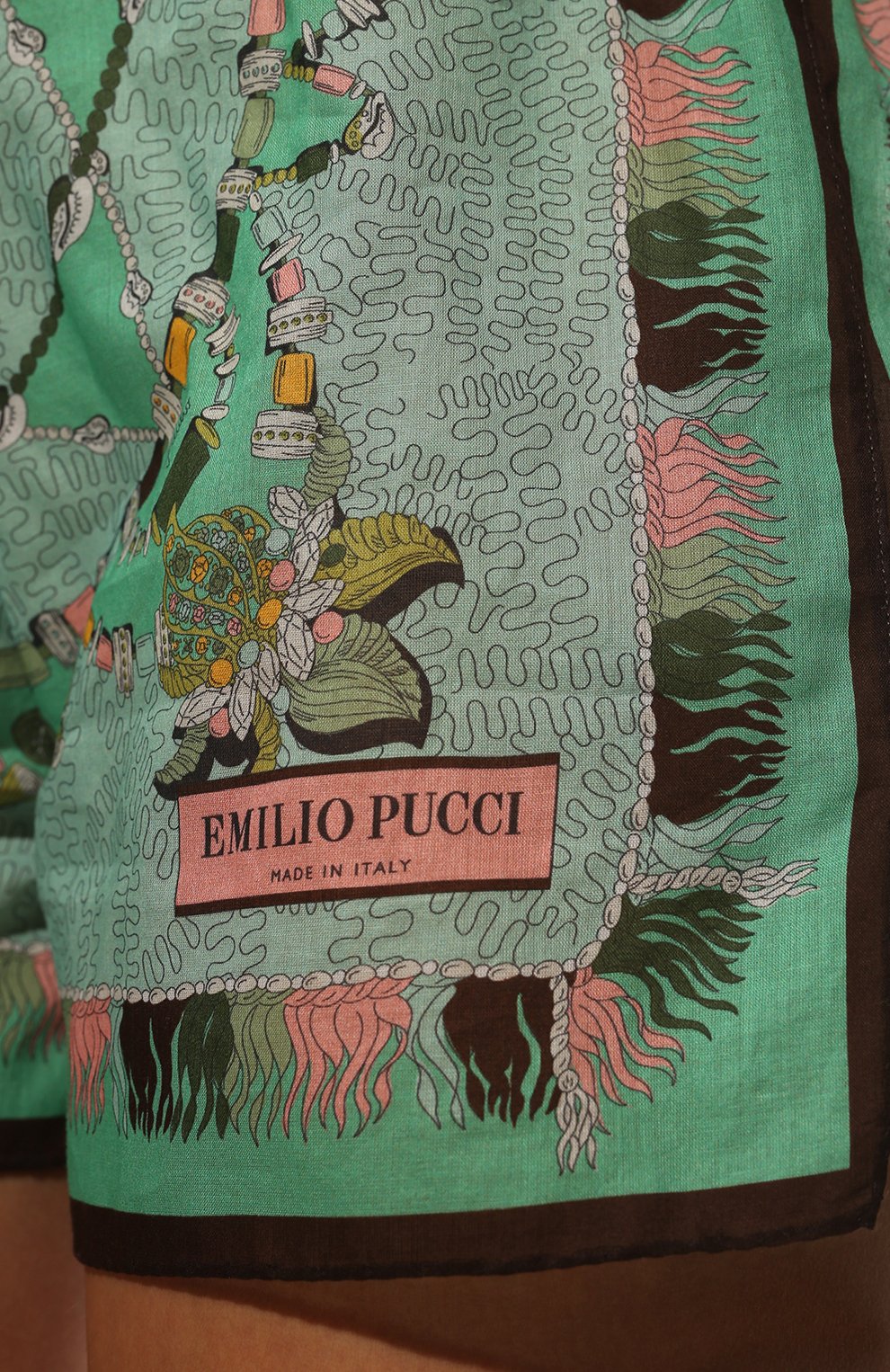 Хлопковые шорты EMILIO PUCCI бирюзового цвета по цене 45300 руб., арт. 2HWU31/2H826, фото 5 Хлопковые шорты EMILIO PUCCI, арт. 2HWU31/2H826, фото 5