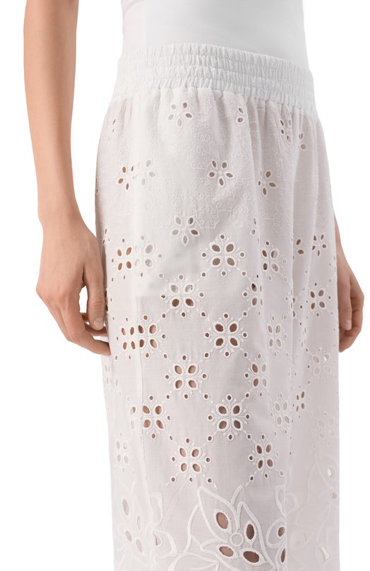 Хлопковые брюки Ermanno Scervino D484P603QYD Белый  D484P603QYD Фото 5