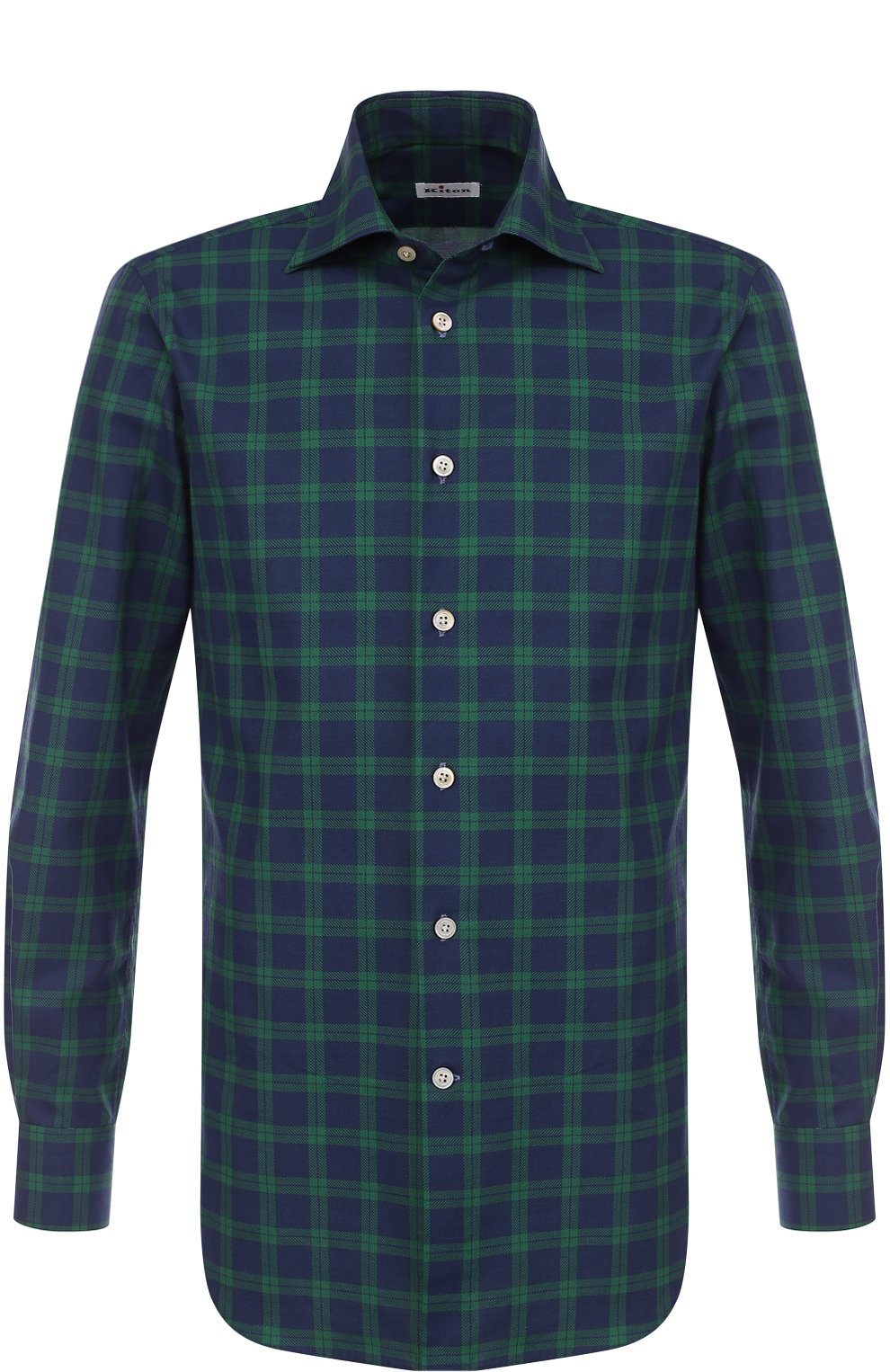 Хлопковая рубашка в клетку KITON, арт. UCIH0610604000, фото 1