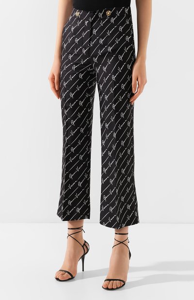 Шелковые брюки VERSACE черного цвета по цене 128500 руб., арт. A85123/A233023, фото 3 Шелковые брюки VERSACE, арт. A85123/A233023, фото 3