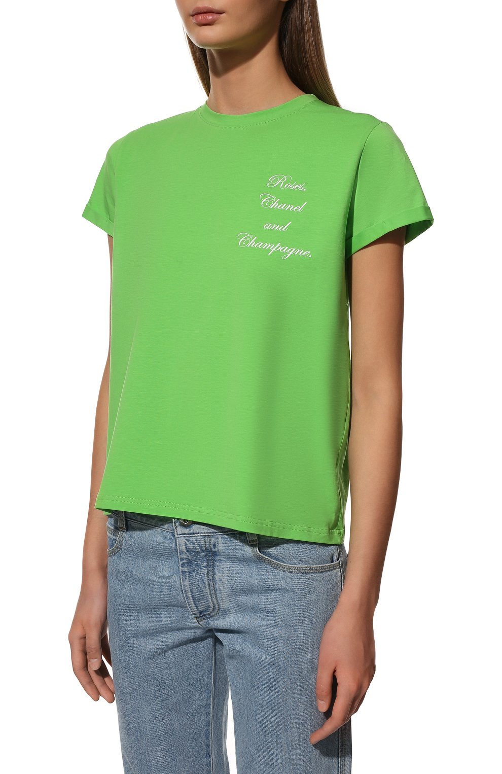 Хлопковая футболка SEVEN LAB зеленого цвета по цене 8190 руб., арт. T RCC-01 pale green, фото 3 Хлопковая футболка SEVEN LAB, арт. T RCC-01 pale green, фото 3