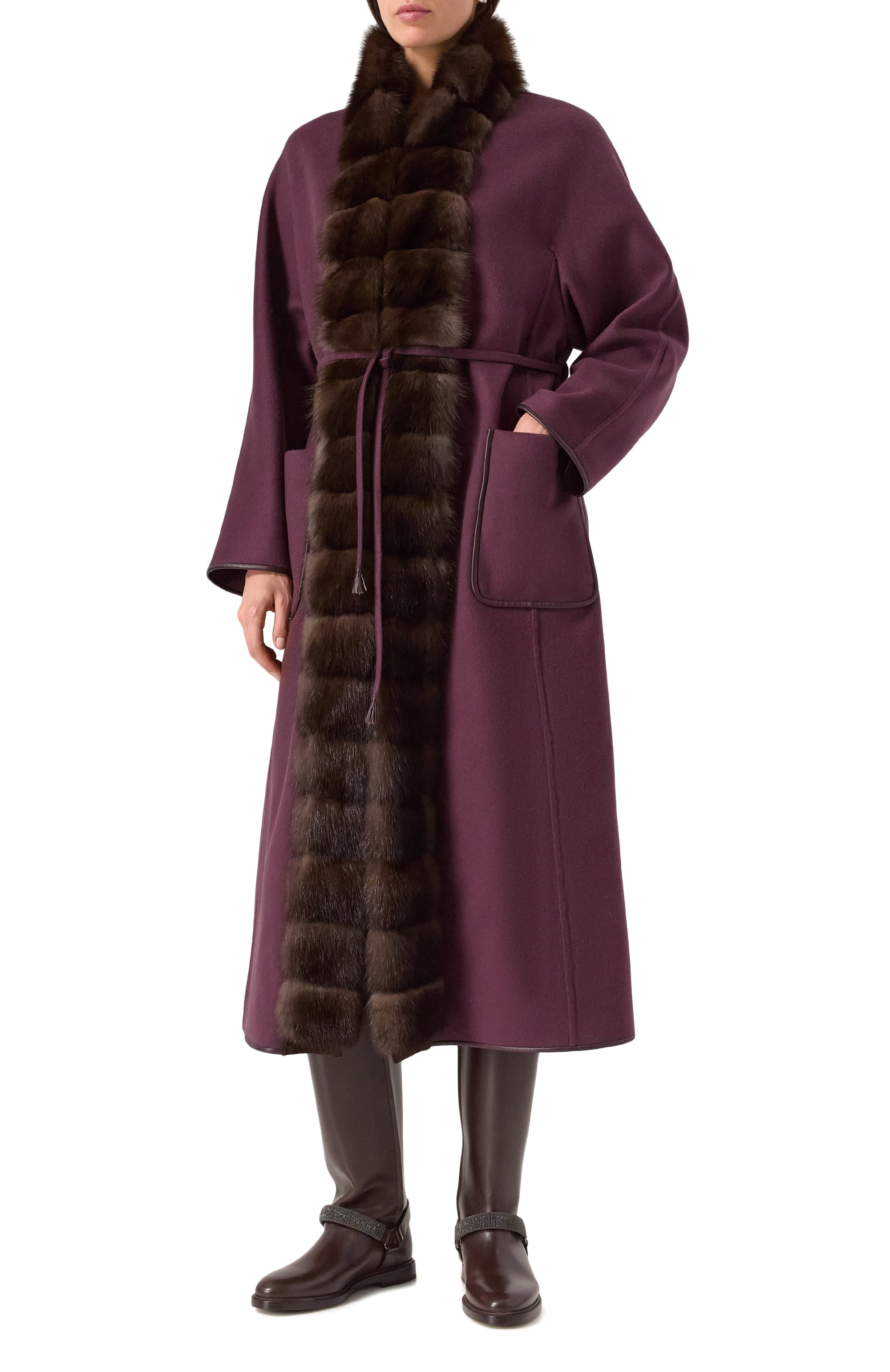 Кашемировое пальто с отделкой из меха соболя SABLEFUR, арт. 72213-SB-12, фото 3