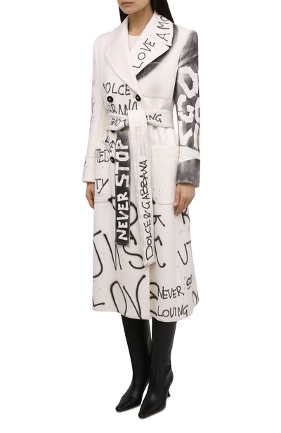 Шерстяное пальто DOLCE & GABBANA белого цвета по цене 478500 руб., арт. F0Y64T/GDABF, фото 3 Шерстяное пальто DOLCE & GABBANA, арт. F0Y64T/GDABF, фото 3