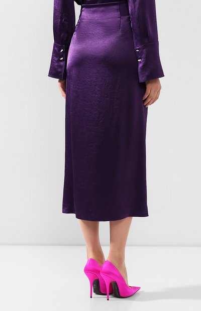 Юбка с запахом NANUSHKA фиолетового цвета по цене 47800 руб., арт. AMAS_PURPLE_WASHED SATIN, фото 4 Юбка с запахом NANUSHKA, арт. AMAS_PURPLE_WASHED SATIN, фото 4