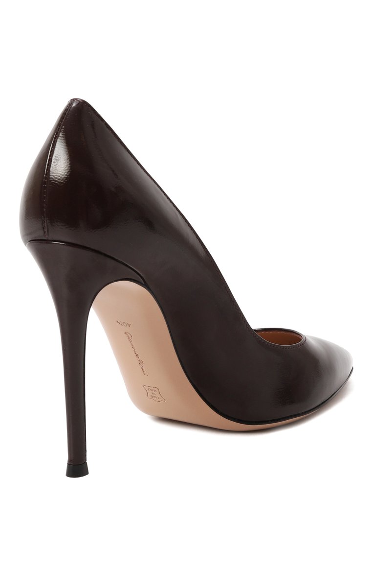 Женские кожаные туфли gianvito 105 GIANVITO ROSSI темно-бордового цвета, арт. G28470.15RIC.NUIB0UR | Фото 5 (Подошва: Плоская; Материал внешний: Натуральная кожа; Драгоценные камни: Проставлено; Каблук высота: Высокий; Материал внутренний: Натуральная кожа; Материал сплава: Проставлено; Каблук тип: Шпилька)