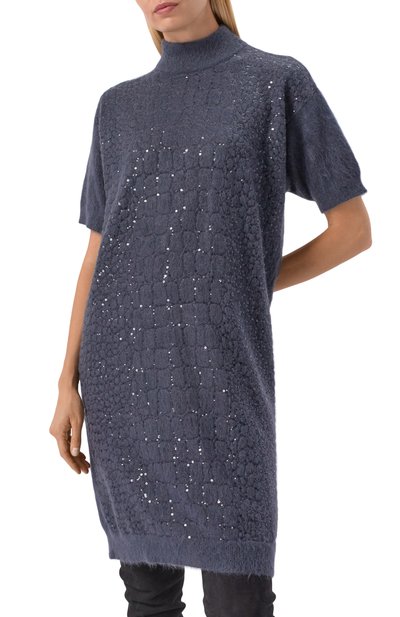 Платье из шерсти и кашемира BRUNELLO CUCINELLI синего цвета по цене 369500 руб., арт. MBP240A94P, фото 3 Платье из шерсти и кашемира BRUNELLO CUCINELLI, арт. MBP240A94P, фото 3