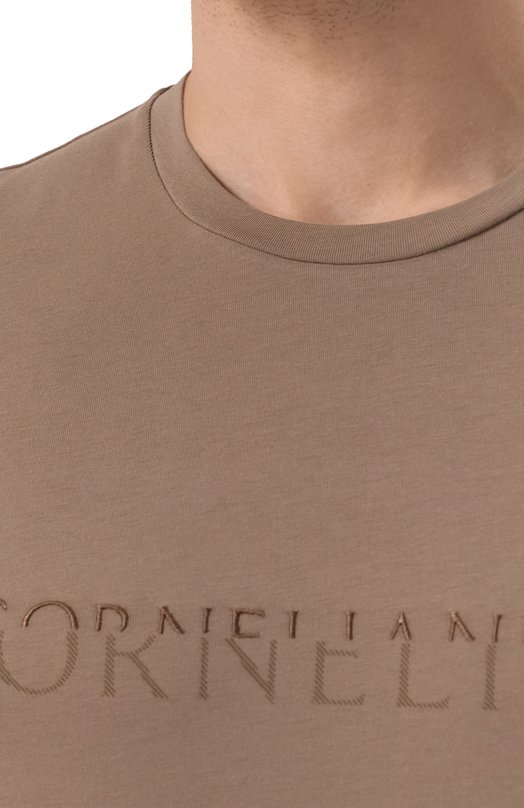 Хлопковая футболка Corneliani 25G581-2525059 Бежевый  25G581-2525059 Фото 5