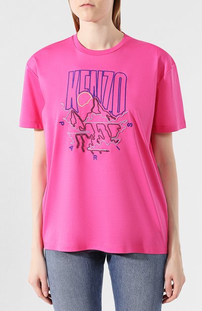 Хлопковая футболка KENZO фуксия цвета по цене 27600 руб., арт. F962TS950939, фото 3 Хлопковая футболка KENZO, арт. F962TS950939, фото 3