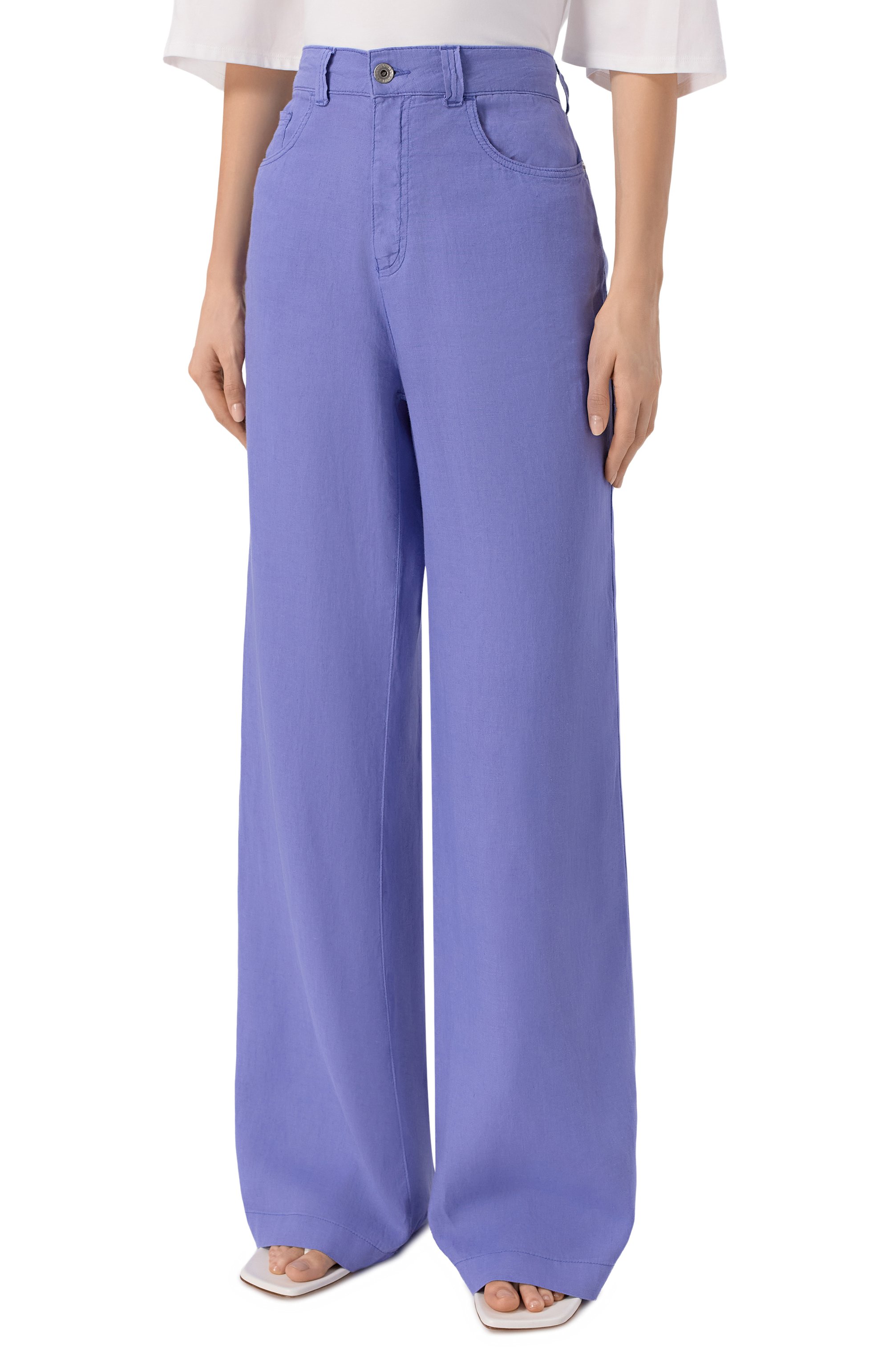 Льняные брюки EMPORIO ARMANI сиреневого цвета по цене 52550 руб., арт. EW000749/AF12679, фото 3 Льняные брюки EMPORIO ARMANI, арт. EW000749/AF12679, фото 3