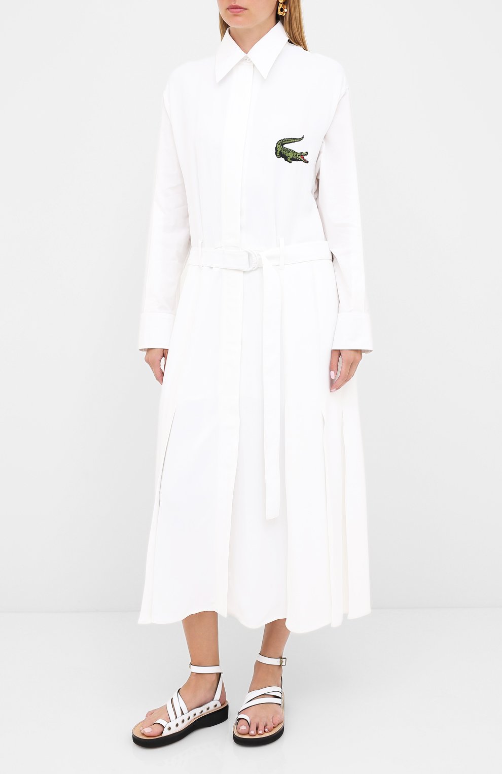 Платье с поясом LACOSTE белого цвета по цене 50240 руб., арт. EF7446, фото 3 Платье с поясом LACOSTE, арт. EF7446, фото 3