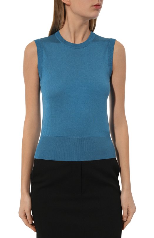 Шелковый топ Dolce & Gabbana FXT04T/JBSHX Голубой  FXT04T/JBSHX Фото 3