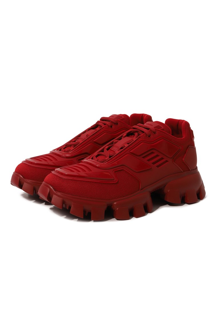 Мужские кроссовки cloudbust thunder PRADA красного цвета, арт. 2EG293-3KZU-F0LXN | Фото 1 (Мат�ериал внешний: Текстиль; Материал сплава: Проставлено; Стили: Классический; Материал утеплителя: Без утеплителя; Подошва: Массивная; Драгоценные камни: Проставлено)