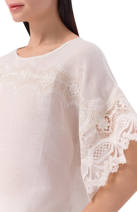 Топ изо льна и вискозы Maurizio W08460881 Белый  W08460881 Фото 5