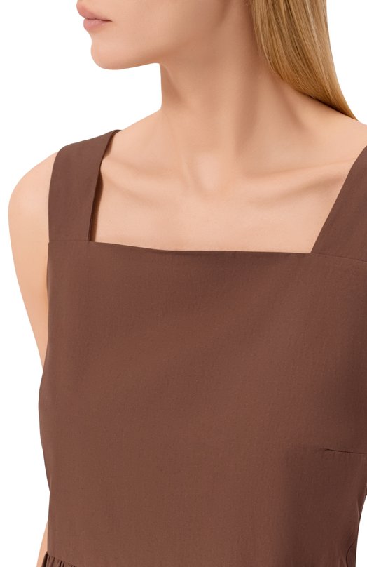 Хлопковое платье Weekend Max Mara WKDG0LA Коричневый  WKDG0LA Фото 4