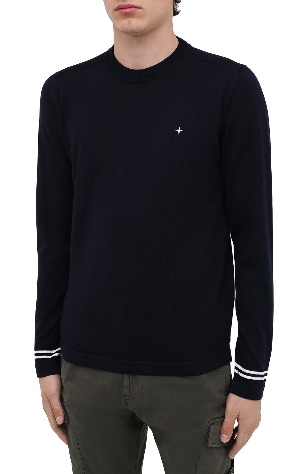 Шерстяной джемпер STONE ISLAND темно-синего цвета по цене 25550 руб., арт. 7315544C4, фото 3 Шерстяной джемпер STONE ISLAND, арт. 7315544C4, фото 3