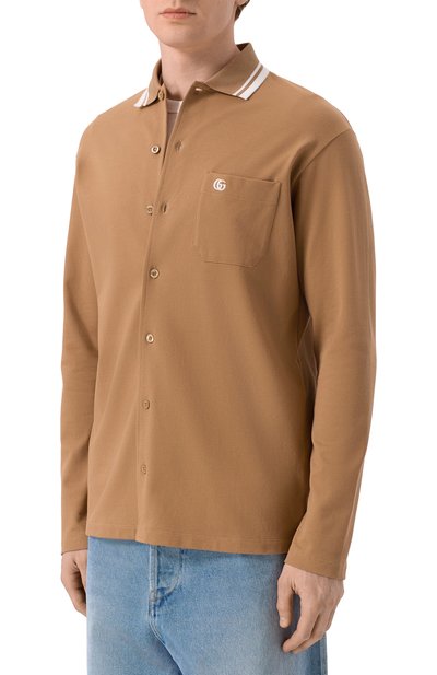 Хлопковая рубашка GUCCI бежевого цвета по цене 117000 руб., арт. 815513/XJG16, фото 3 Хлопковая рубашка GUCCI, арт. 815513/XJG16, фото 3