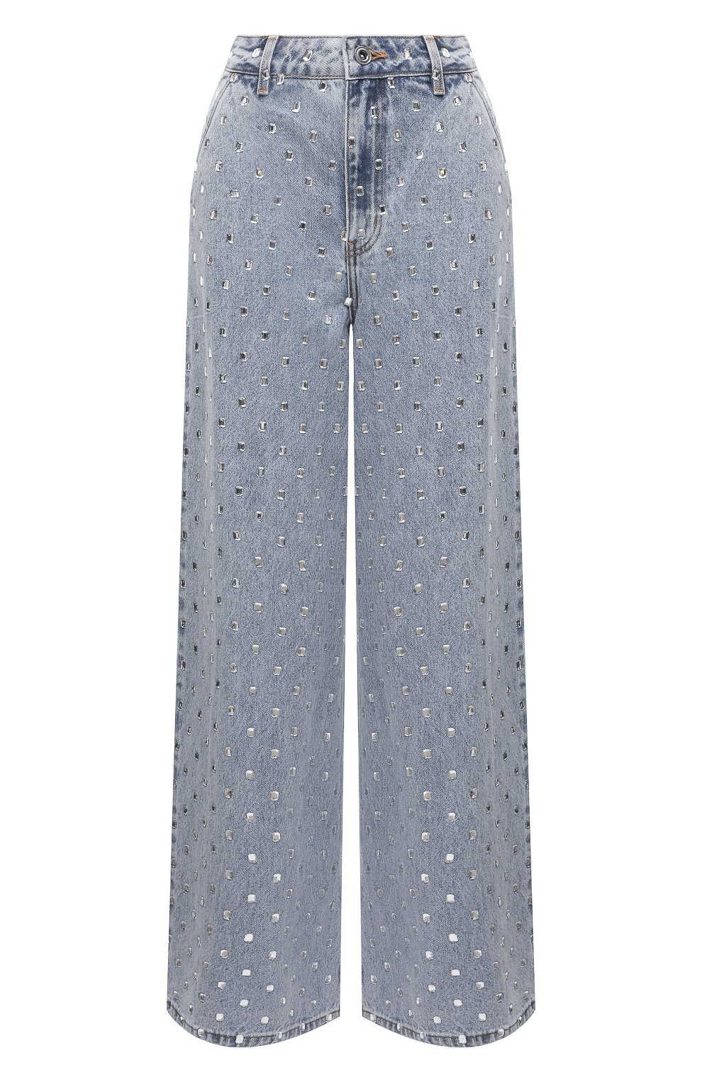 Джинсы с отделкой стразами SELF-PORTRAIT голубого цвета по цене 79950 руб., арт. PF24-839P-BL, фото 1 Джинсы с отделкой стразами SELF-PORTRAIT, арт. PF24-839P-BL, фото 1