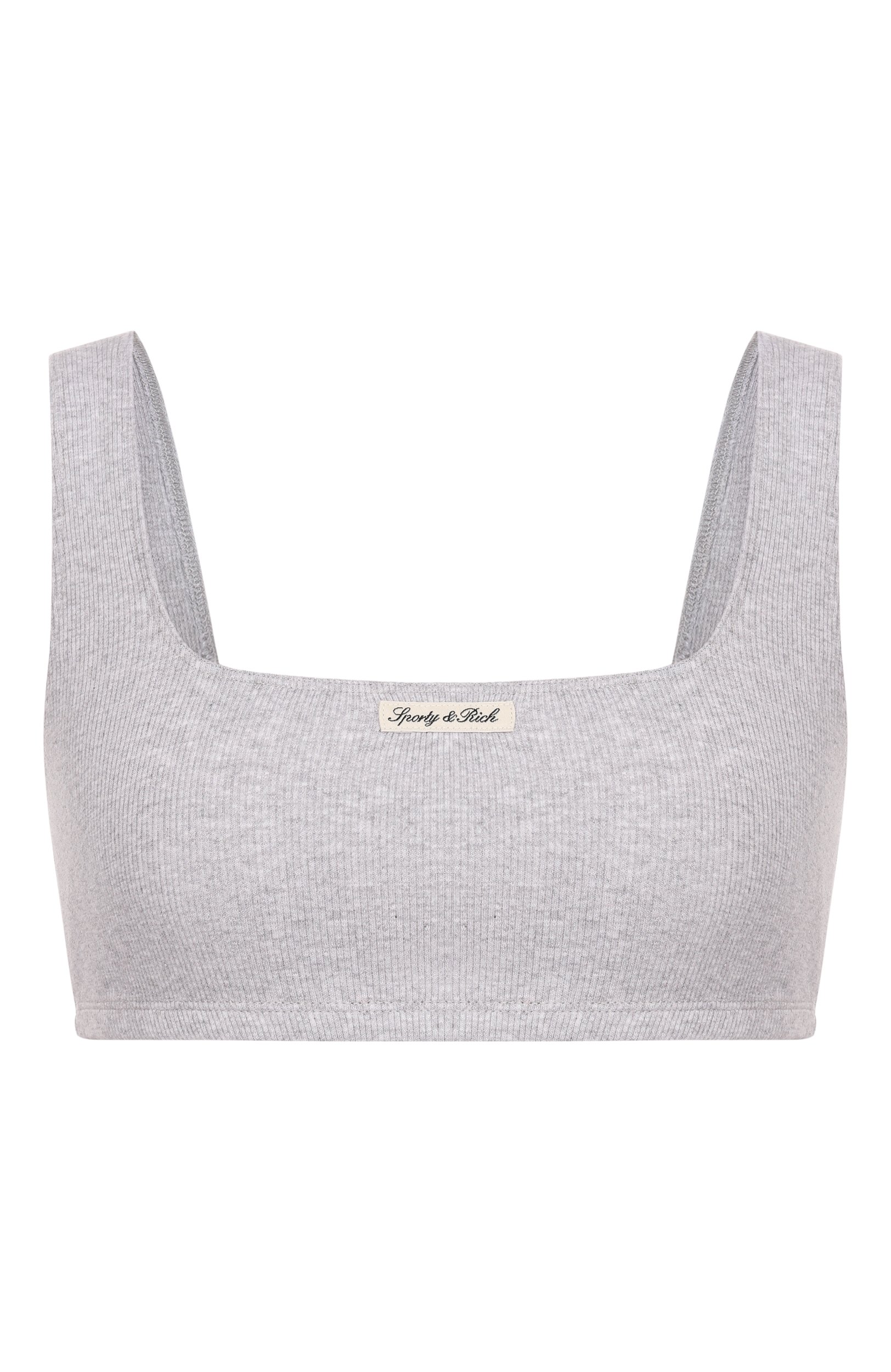 Хлопковый топ SPORTY AND RICH серого цвета по цене 11450 руб., арт. T011474326GY03, фото 1 Хлопковый топ SPORTY AND RICH, арт. T011474326GY03, фото 1