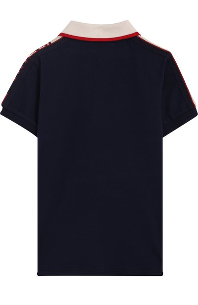 Хлопковое поло с контрастной отделкой GUCCI синего цвета по цене 18500 руб., арт. 512632/X9T64, фото 2 Хлопковое поло с контрастной отделкой GUCCI, арт. 512632/X9T64, фото 2