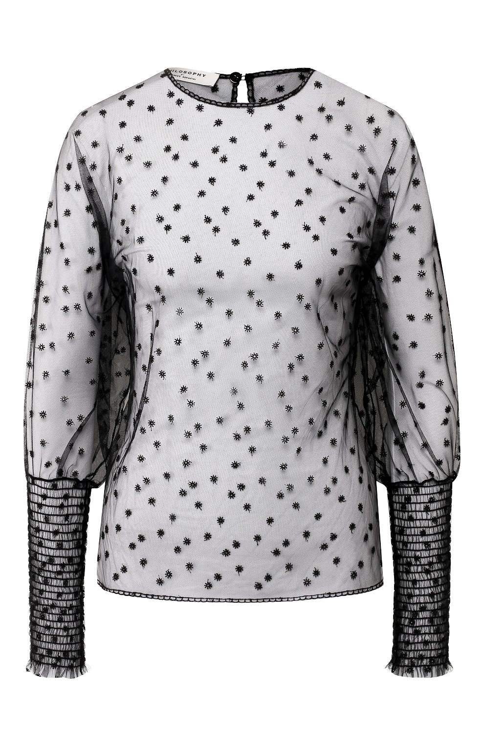 Прозрачная блузка PHILOSOPHY DI LORENZO SERAFINI черного цвета по цене 44500 руб., арт. A0229/2127, фото 1 Прозрачная блузка PHILOSOPHY DI LORENZO SERAFINI, арт. A0229/2127, фото 1