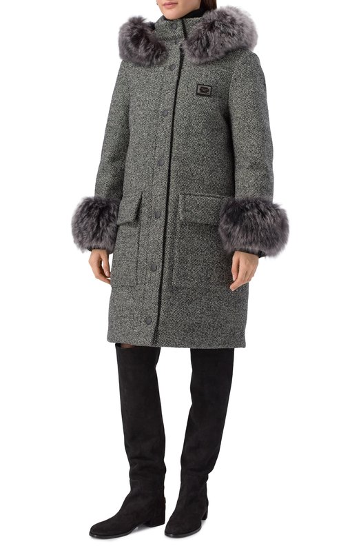 Шерстяной пуховик Dolce & Gabbana F9S84T/FMZAU Серый  F9S84T/FMZAU Фото 3