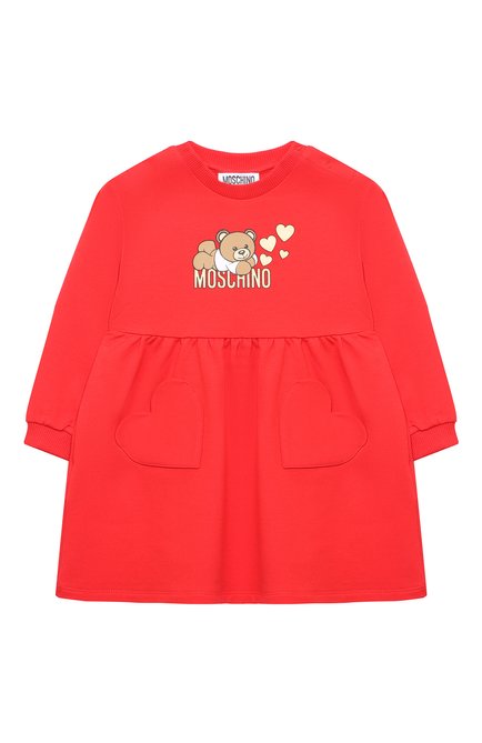 Женский хлопковое платье MOSCHINO красного цвета, арт. MDV0BL/LDA16 | Фото 1 (Нос: Не проставлено; Материал внешний: Хлопок; Материал сплава: Проставлено)