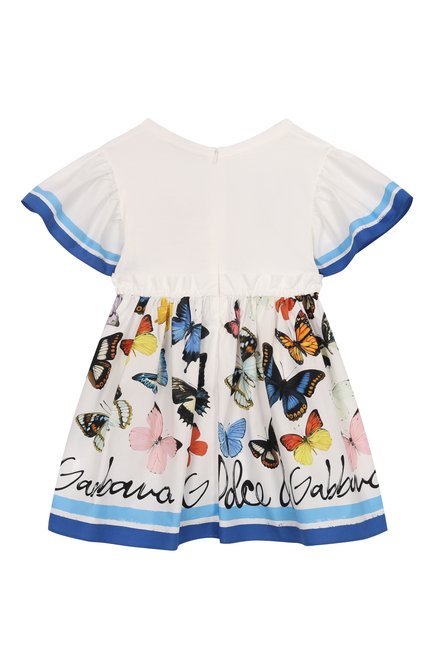 Детское хлопковое платье DOLCE & GABBANA разноцветного цвета, арт. L5JD9P/G700M/8-14 | Фото 2 (Материал сплава: Проставлено; Материал внешний: Хлопок; Драгоценные камни: Проставлено; Рукава: Короткие)