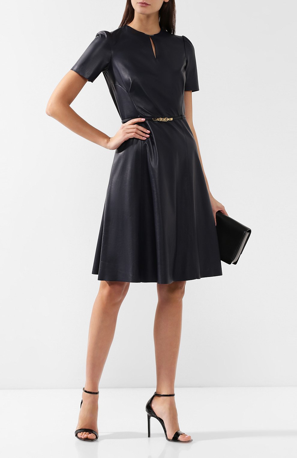 Кожаное платье с поясом RALPH LAUREN синего цвета по цене 441000 руб., арт. 290740160, фото 2 Кожаное платье с поясом RALPH LAUREN, арт. 290740160, фото 2