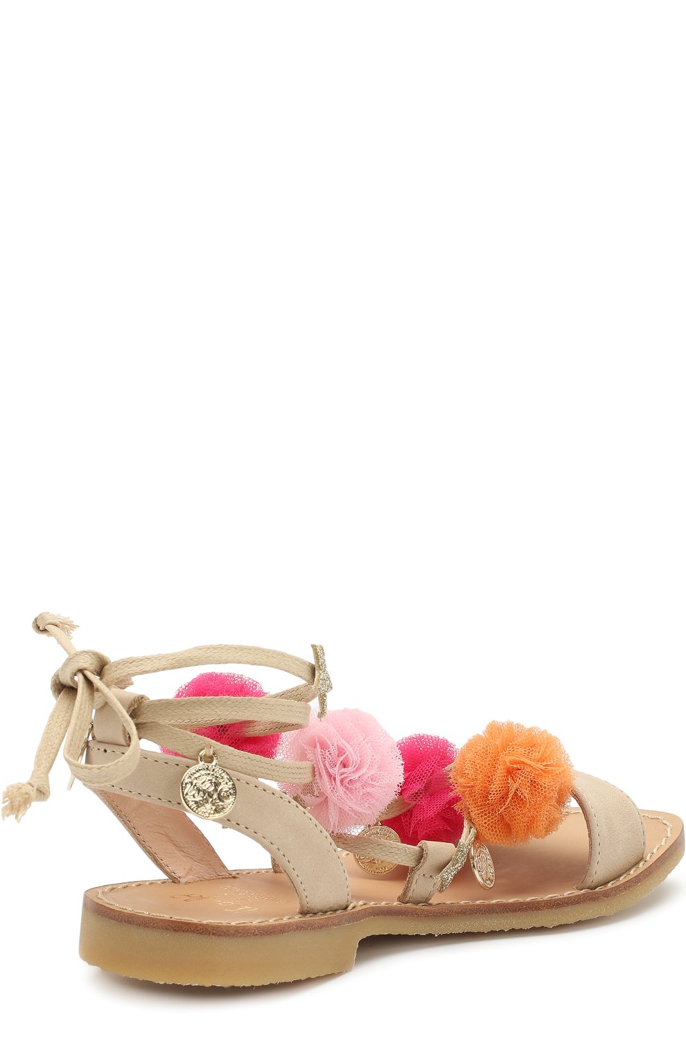 Кожаные сандалии с помпонами IL GUFO бежевого цвета по цене 18250 руб., арт. G739/VITELL0 ICARUS/27-30, фото 3 Кожаные сандалии с помпонами IL GUFO, арт. G739/VITELL0 ICARUS/27-30, фото 3